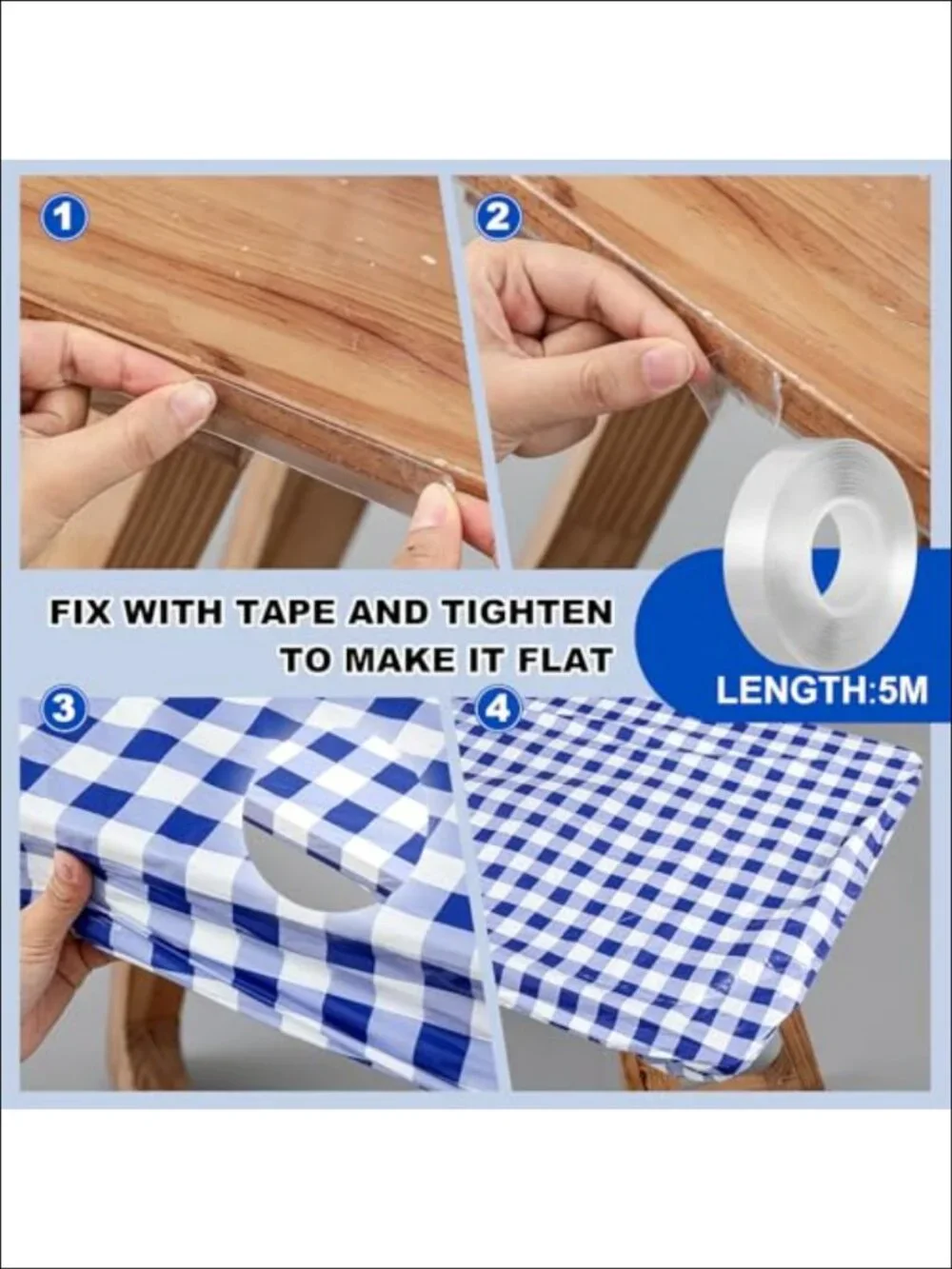 Plastic Elastic Picnic Table Cover 72 x 30 Inch Fitted Tablecloth